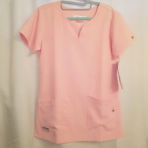 Grey's Anatomy Notch Neck Scrub Top Rose Blush NWT